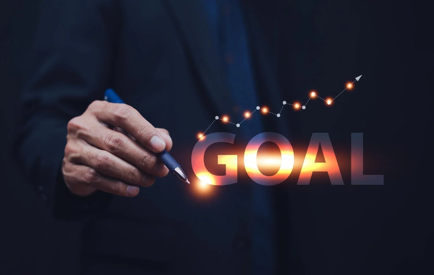 Photo hand writing goal concept for business planning target success