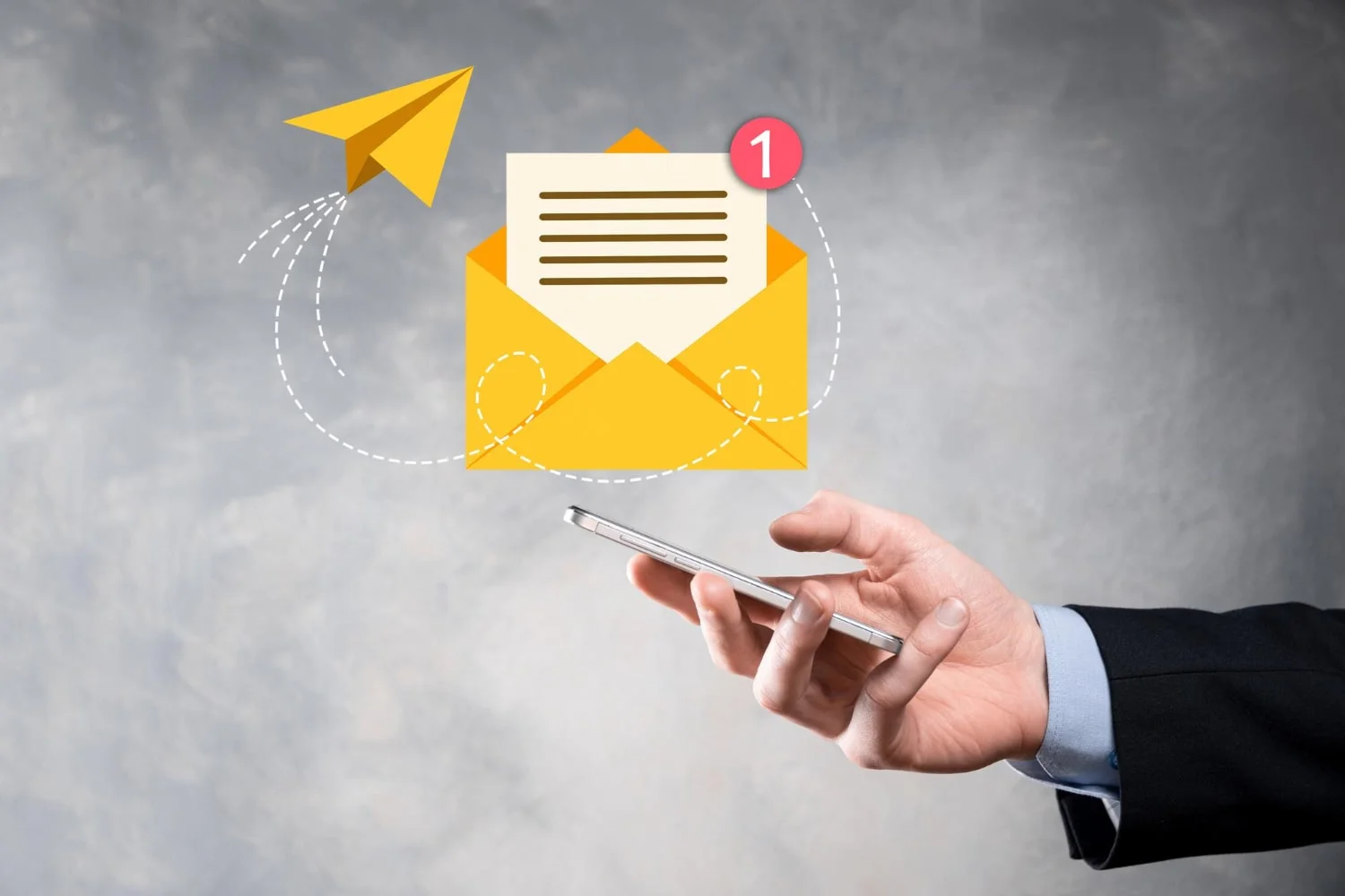 Photo businessman hand holding email icon contact us by newsletter email and protect your personal information from spam mail customer service call center contact us concept