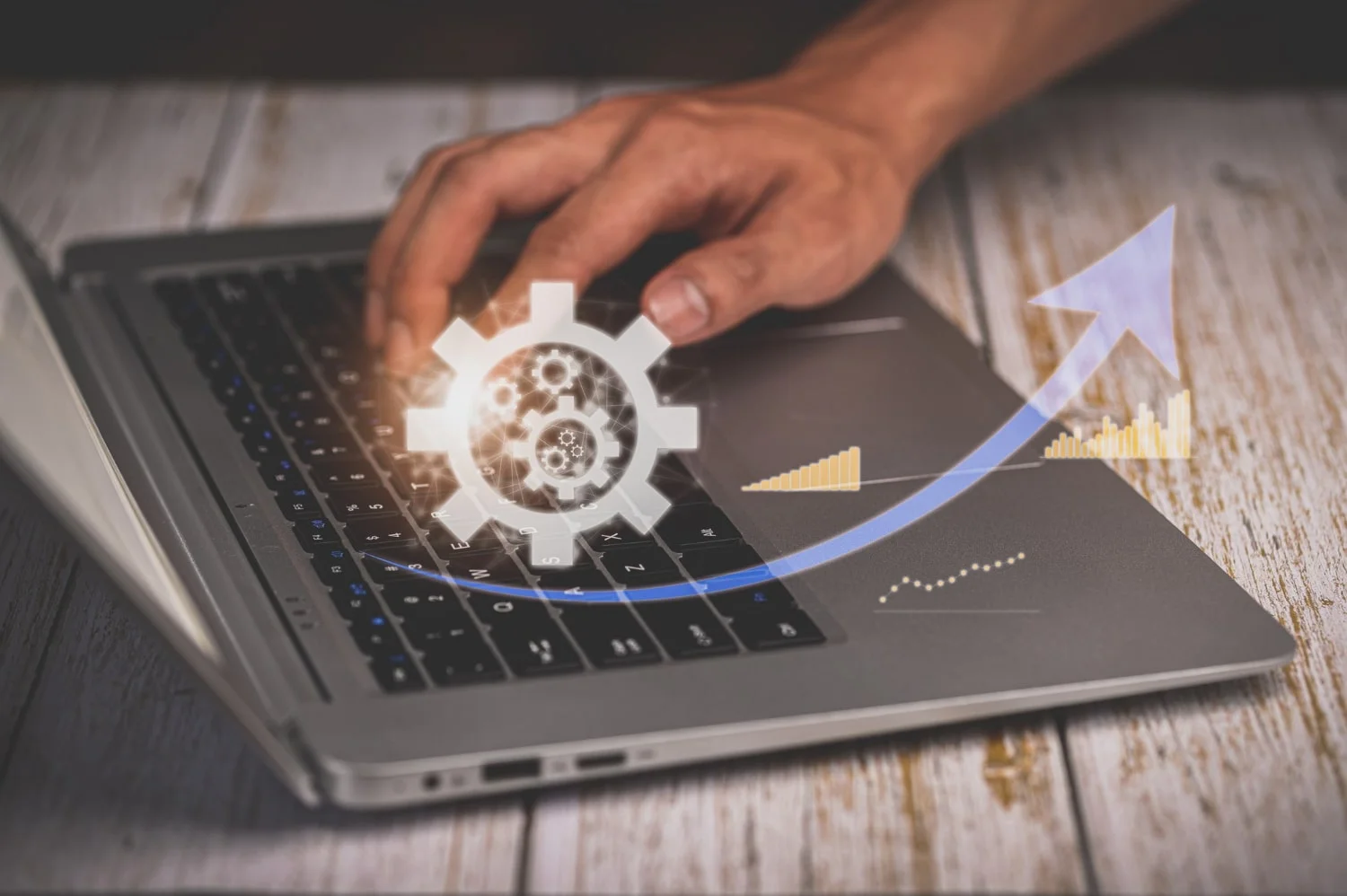 use laptop analytics financial bank technology