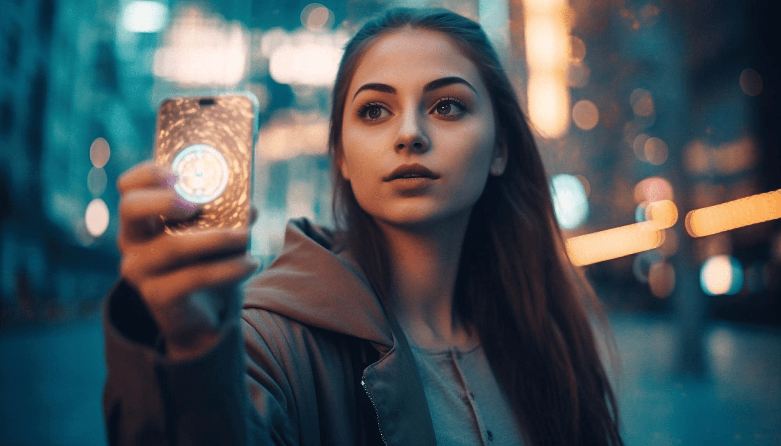 Master the Art of Social Media Advertising 7 One young woman looking elegant outdoors at night generated by AI