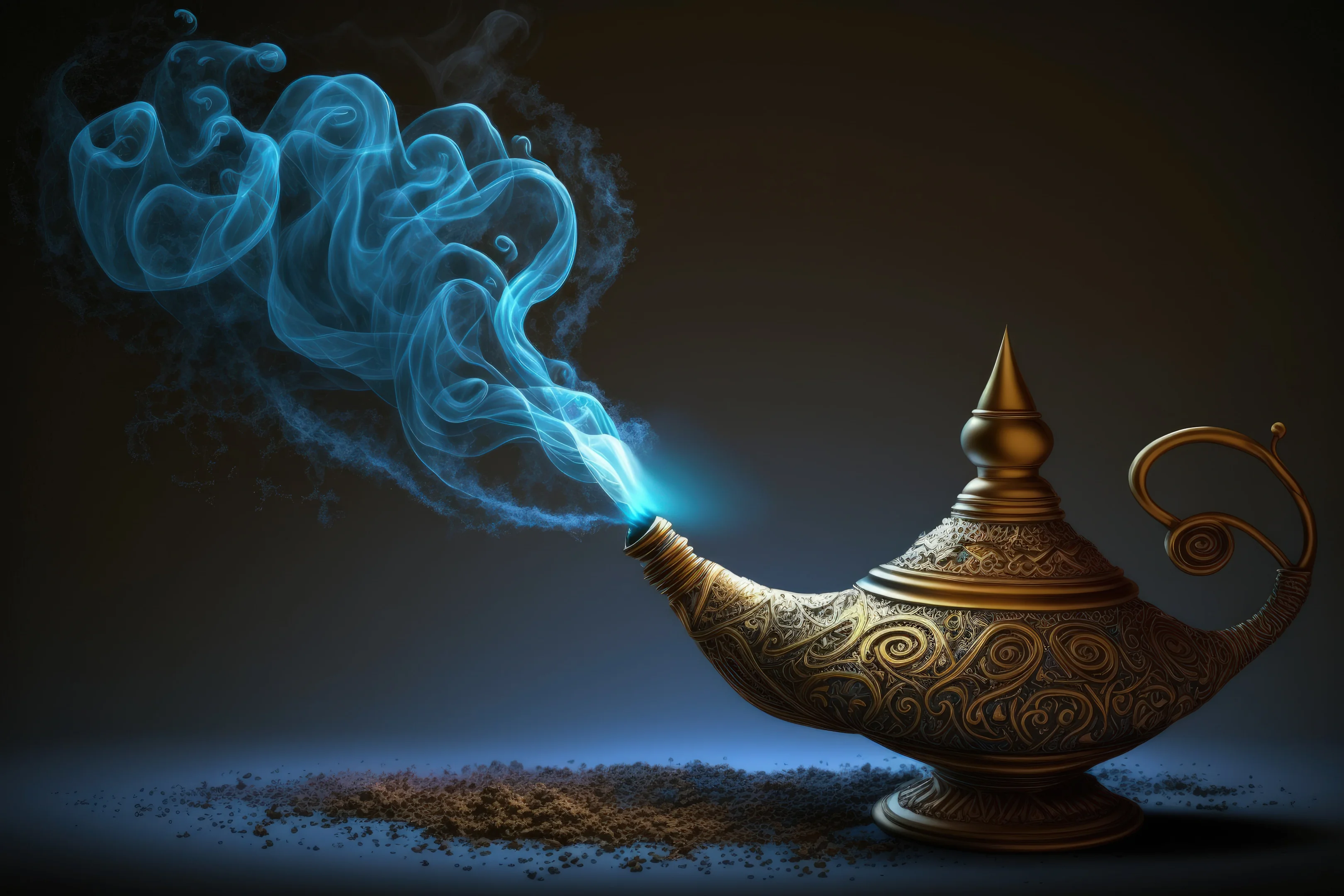 Genie from the lamp Genie coming out of the magic lamp AI